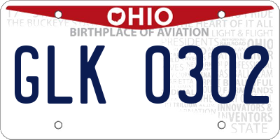 OH license plate GLK0302