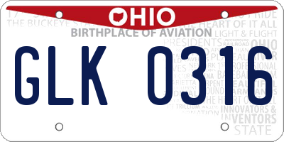 OH license plate GLK0316