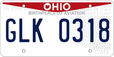 OH license plate GLK0318