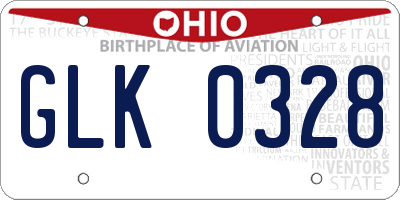 OH license plate GLK0328