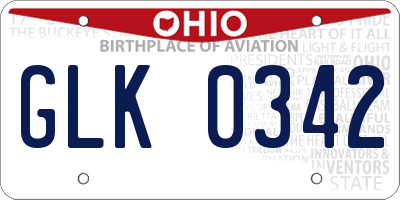 OH license plate GLK0342