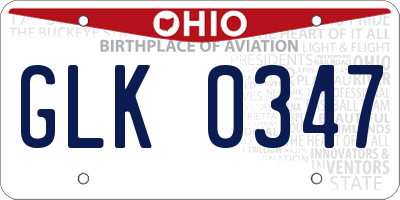 OH license plate GLK0347