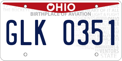 OH license plate GLK0351