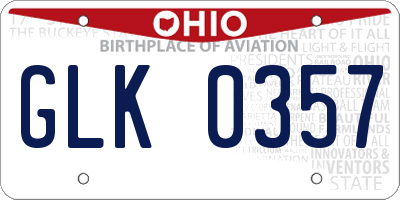 OH license plate GLK0357