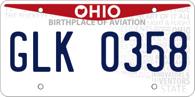 OH license plate GLK0358
