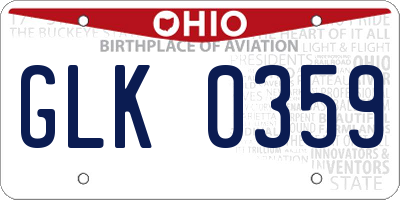 OH license plate GLK0359