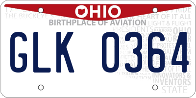 OH license plate GLK0364