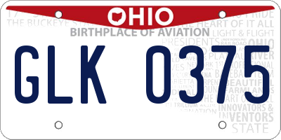 OH license plate GLK0375