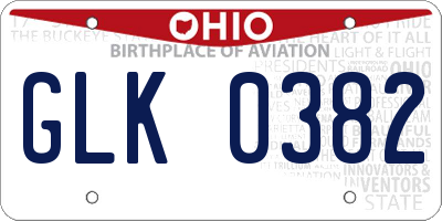 OH license plate GLK0382