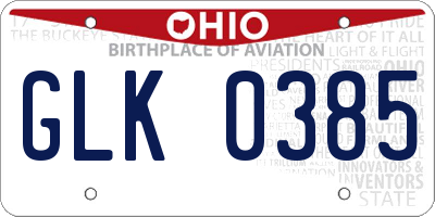 OH license plate GLK0385