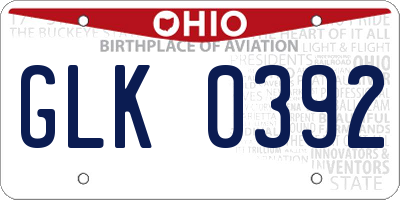 OH license plate GLK0392