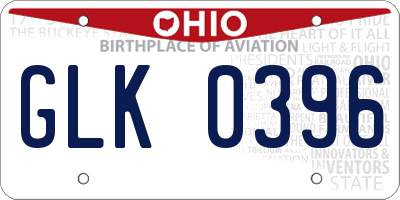 OH license plate GLK0396