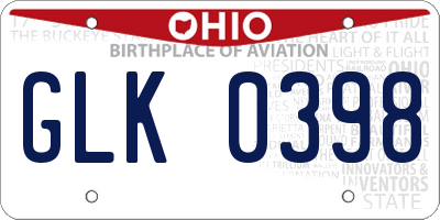 OH license plate GLK0398