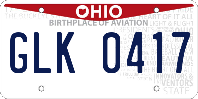 OH license plate GLK0417