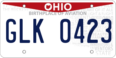 OH license plate GLK0423