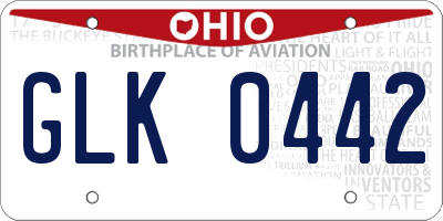 OH license plate GLK0442