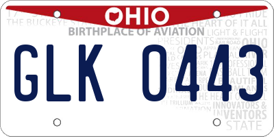 OH license plate GLK0443