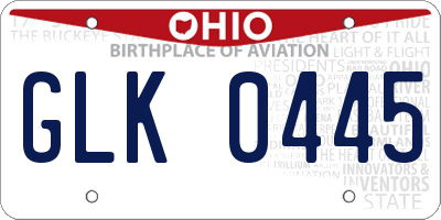 OH license plate GLK0445