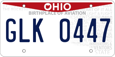OH license plate GLK0447