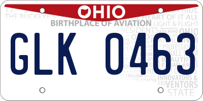 OH license plate GLK0463