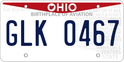 OH license plate GLK0467