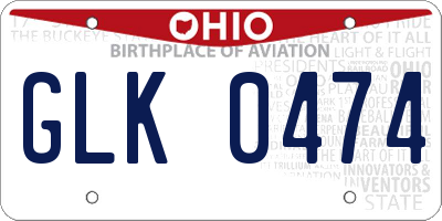 OH license plate GLK0474