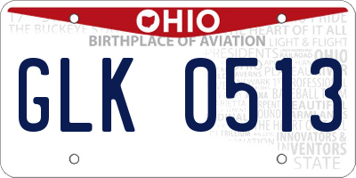 OH license plate GLK0513