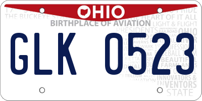 OH license plate GLK0523