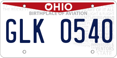OH license plate GLK0540