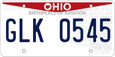 OH license plate GLK0545