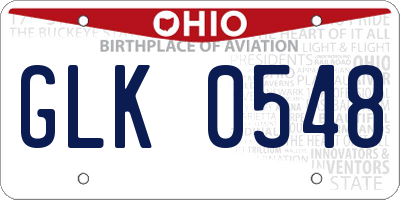 OH license plate GLK0548
