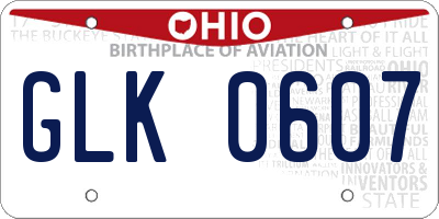 OH license plate GLK0607