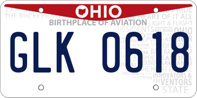 OH license plate GLK0618