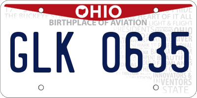 OH license plate GLK0635