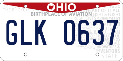 OH license plate GLK0637