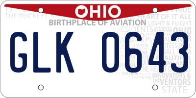 OH license plate GLK0643