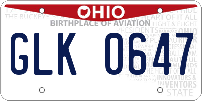 OH license plate GLK0647