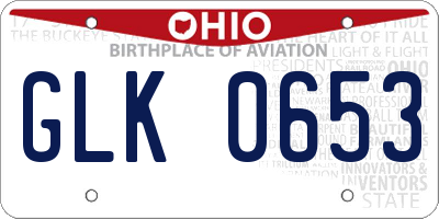 OH license plate GLK0653