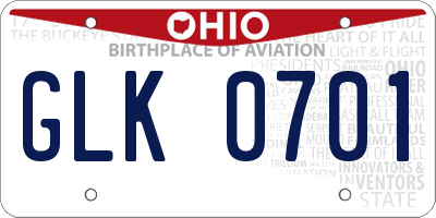 OH license plate GLK0701