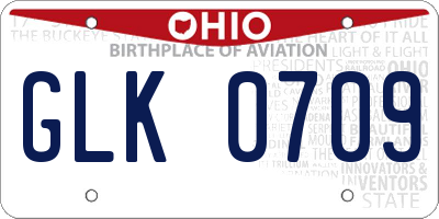 OH license plate GLK0709