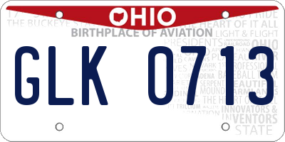 OH license plate GLK0713
