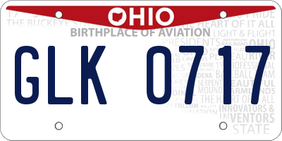 OH license plate GLK0717