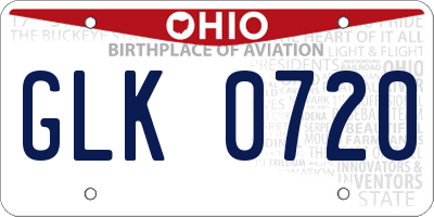 OH license plate GLK0720