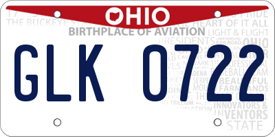 OH license plate GLK0722