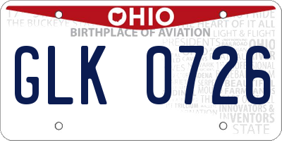 OH license plate GLK0726