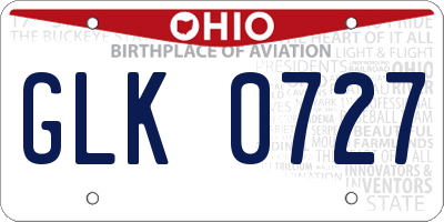 OH license plate GLK0727