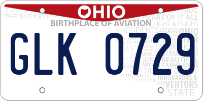 OH license plate GLK0729