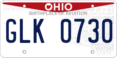 OH license plate GLK0730