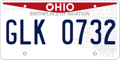 OH license plate GLK0732