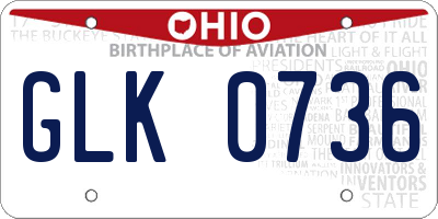 OH license plate GLK0736